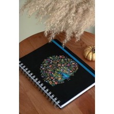 A5 Tavus Kuşu Süresiz Akademik Planlayıcı Ingilizce Ajanda Hediyeli + Lastikli