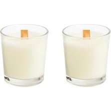 Ns-Era Dekoratif Kahve Kokulu Ahşap Fitil Doğal 40 ml Kutulu Hediyelik Mum Şat Bardak 2'li Set Mum