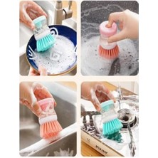 2’li Bulaşık Fırçası – Deterjan Hazneli, Pratik Mutfak Temizlik Fırçası, Sabun Hazneli Sert Kıl Fırça Seti