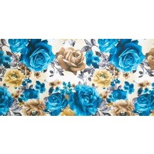 Loom & Laurel Baskılı Yıkanabilir Masa Örtüsü Mutfak Bahçe Piknik Masa Örtüsü Mavi Ağırlıklı Çiçek Desenli (140X200)