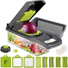 Plartree Sebze Kesici, 13'ü 1 Arada Profesyonel Çok Fonksiyonlu Sebze Dilimleyici Mandolin, Kesme Için 7 Farklı Bıçak, Izgara Paslanmaz Çelik Bıçak, Temizlenmesi Kolay