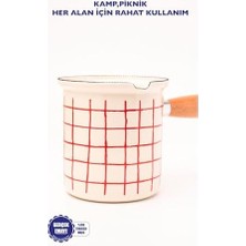 Cupid Kareli Ahşap Saplı Cezve (500ML-6 Kişilik)