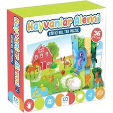 Hayvanlar Alemi 36 Parça 2+ Yaş Çocuklar Için Eğitici Bul-Tak Yapboz Puzzle