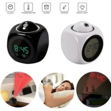 Masa Saati LED Projeksiyon Dijital Çalar Saat, Sesli Anons Fonksiyonu, Sıcaklık Göstergeli, Duvar ve Tavan Projeksiyonu, 10 Dakikalık Erteleme, USB Veya Pil ile Çalışma, Yatak Odası ve Ofis Için