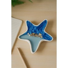 Deniz Yıldızı Tabakta Okyanus Esintili Soya Mum – 3 Fitilli, Deniz Temalı Tasarım