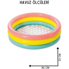 Şişme Yumuşak Tabanlı Renkli 3 Boğumlu Baby Pool Çocuk Bebek HAVUZU,86X25 cm ve Pompa+Yama Set, Pompa ve Yama Hediyelidir, Çocuklar Için Aktivite Aile