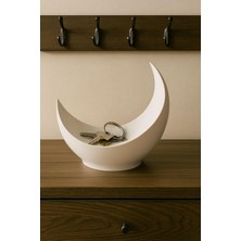 Ay Hilal Şeklinde Süs Dekoratif Obje & Çok Amaçlı Organizer – Anahtarlık & Takı Düzenleyici Beyaz 20 x 15