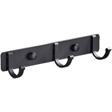 Kendinden Yapışkanlı Alüminyum 3'lü Askılık Mat Siyah