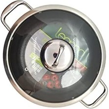 Titanium 28CM Sığ Tencere, Çelik Kulp, Özel Çerçeveli Cam Kapak Siyah