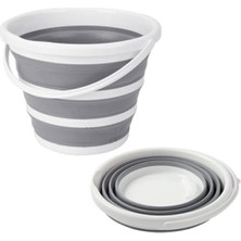 12.8 Litre Katlanabilir Kova – Akordiyon Tasarımlı Katlanır Temizlik ve Araç Yıkama Kovası, Gri Renk, Bebek Yıkama ve Ev Içi Kullanıma Uygun Portatif Kova