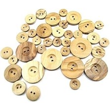 Tahta Düğme,ahşap, 2 Delik Yazı Model, Doğal Ahşap, Zeytin AĞACI,100 Adet 25MM-40L Düğme