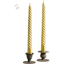 Sarı Spiral Dekoratif Mum 26 cm – Ikili Set, Şık Sofra ve Ev Dekoru Için Uzun Ömürlü, Kokusuz