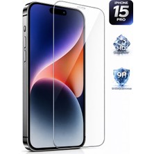 Tech&bello accessories Iphone 15 Pro Uyumlu Şeffaf Ekran Koruyucu 0.26MM 9h Tamperli Kırılmaz Cam