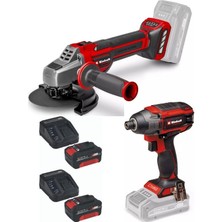Einhell  Tp-Ci 18/220 Li Bl Vidalama Tp-Ag 18/125 Ce Q Avuç Taşlama  2X4.0AH Kömürsüz  Set