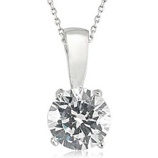 Fm Gümüş Tek Taş Bayan Kolye