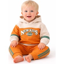 MixMax Bebe Erkek Bebek Kapüşonlu New Kids Uzun Kollu Alt Üst Bebek Takımı %100 Pamuklu
