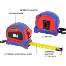 WP261044 8MX25MM Naylon Kaplama Sarı Çift Taraflı Manyetik Çelik Şerit Metre