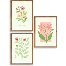 Soi Home Botanik Üçlü Ahşap Çerçeveli Tablo