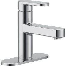 Laris Krom Tek Kolu Tek Delikli Modern Banyo Lavabo Bataryası Opsiyonel Deckplate ve Yaylı Drenaj Montajlı, 84014