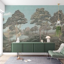 Grown Orman ve Akan Nehir Manzarası Duvar Kağıdı