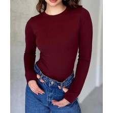 MEYMERS Kadın Beyaz Uzun Kollu Parmak Detaylı Basic Body