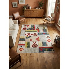 Rose'n Home Arte VN014 Iskandinav Desenli Renkli Patch Dekoratif Şönil Halı