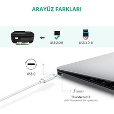 Type-C USB B Yazıcı Kablosu, 1.5 Metre, Beyaz