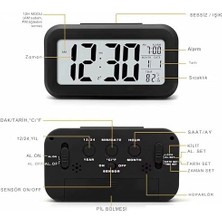 Şeker Ofisi Dekoratif Dijital Alarmlı Saat, 12/24 Dönüştürme Gece Görüşlü Yatak Başucu Saati Masa Saati LED Ekran Pilli Çalar Saat 13 x 4.5x 7.5cm (Beyaz)