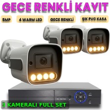 XM Pro 5 Megapiksel Gece Renkli Gösteren 3 Kameralı Güvenlik Kamerası Seti