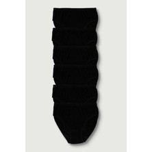 Tutku 12 Li Paket 0922 Kadın Ribana Yüksek Bel Bato Külot Kilot Siyah-Siyah-2xl