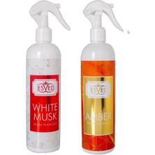 JUNIBELIW 2li Set Çok Amaçlı Koku Oda Kokusu Kumaş Seccade Kokusu Amber Oud ve Beyaz Misk 2X400ML