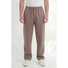 Kahverengi Erkek 3 Iplik Baggy Oversize Bol Eşofman Altı Arka Cepli Yumuşak Pamuklu