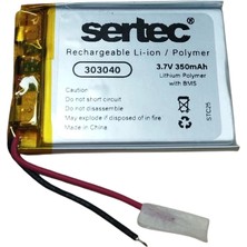 Sertec 303040 3.7V 350 Mah Li-Polymer Pil (DEVRELI/1.5A) GIZMUR-49682