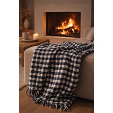 Miar Lacivert Kareli Televizyon Battaniyesi | Yumuşak Dokulu | Sıcak Tutan Koltuk Battaniyesi 150 x 220