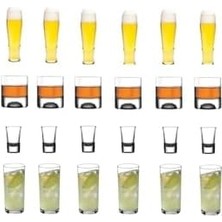Yılbaşı Özel Meşrubat Bardağı Viski Shot ve Rakı Bardak Seti 24 Parça Orjinal