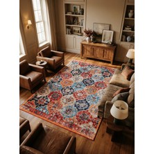 Rose'n Home Arte VN013 Vintage Çiçek Figürlü Renkli Dekoratif Şönil Halı