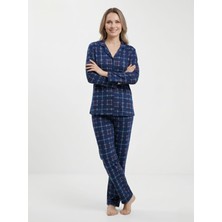 Love Giyim Ekose Detaylı Düğmeli Pijama Takımı