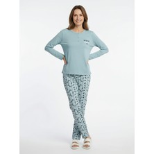 Love Giyim Yaprak Desenli Pijama Takımı