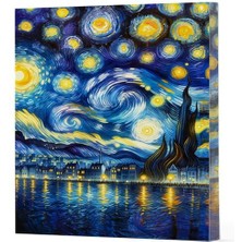 Colezium Van Gogh 7 - Yıldızlı Gece Çizgili Yan Boyamalı Defter