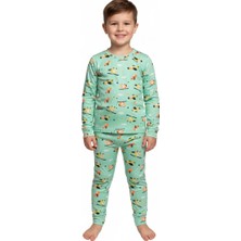 Fancy Kids Erkek Çocuk Helikopter Desenli Pijama Takımı %95 Pamuk Esnek ve Rahat Uyku Takımı