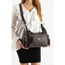 Asel Çanta,Kahverengi  Kadın Omuz ve Çapraz Askılı Çok Bölmeli Günlük Çanta