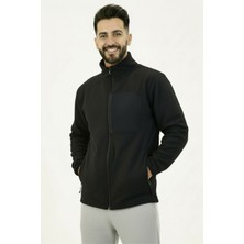 Siyah Erkek Softshell Anti Peeling Polar Ceket 3 Cepli Tam Fermuarlı Ön Parça Detaylı
