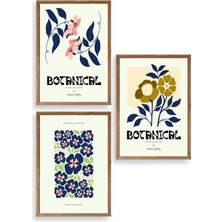 Soi Home Botanik Üçlü Ahşap Çerçeveli Tablo