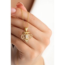 Çekirdek Jewelry 925 Ayar Gümüş Altın Kaplama Baget Taşlı Kolye