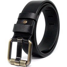 Livize Erkek Hakiki Deri 4,5 cm Siyah Kot Kemeri Dayanıklı Yapı ile Günlük Kullanım İçin