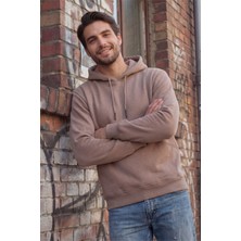 Kahverengi Erkek 3 Ip  Kapüşonlu Yandan Cepli Sweat Polarlı Yünlü Yumuşak Puf Kumaş