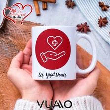 Doktora Hediye İsme Özel Baskılı Kupa Bardak - Kişiye Özel İsim Yazılı Doktor Tasarımlı Premium Kupa Bardağı Beyaz - Doktorlara Özel Kupa  - VUAO