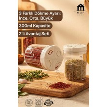 Muf Home Patik Baharatlık 2'li Set 3 Kademeli Baharatlık Akıllı Ayarlanabilir Kapak Baharatlık Tuzluk 2X300ML
