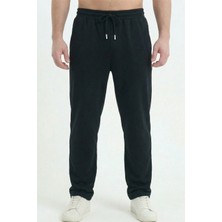 Erkek Siyah Baggy Bol Paça Oversize Relaxed 4 Mevsim Eşofman Altı Bol Paça 2 Iplik Tam Kalıp