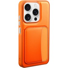 Paladyum Case Xiaomi Redmi 15C Uyumlu Suni Deri Kartlıklı Turuncu Kılıf